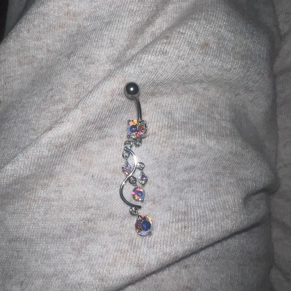 NEW Elegant Silver and Multicolor Crystal Belly Ring